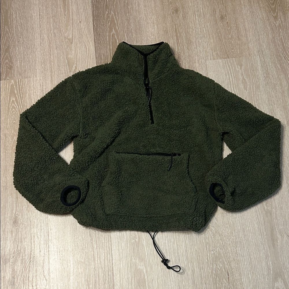 No Boundaries Green Sherpa Mock Neck Half-Zip Pullover Sz Small
